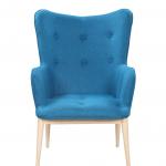 Armlehn-Sessel, Gestell aus Stahl in Holzoptik, 87 x 71 x 98 cm, blau