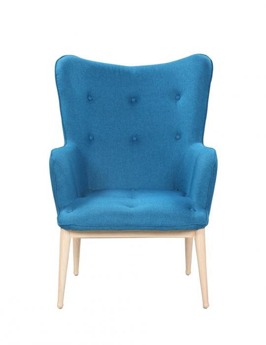 Armlehn-Sessel, Gestell aus Stahl in Holzoptik, 87 x 71 x 98 cm, blau