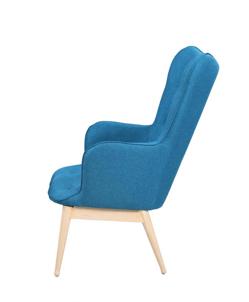 Armlehn-Sessel, Gestell aus Stahl in Holzoptik, 87 x 71 x 98 cm, blau