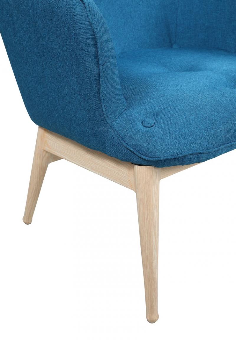 Armlehn-Sessel, Gestell aus Stahl in Holzoptik, 87 x 71 x 98 cm, blau