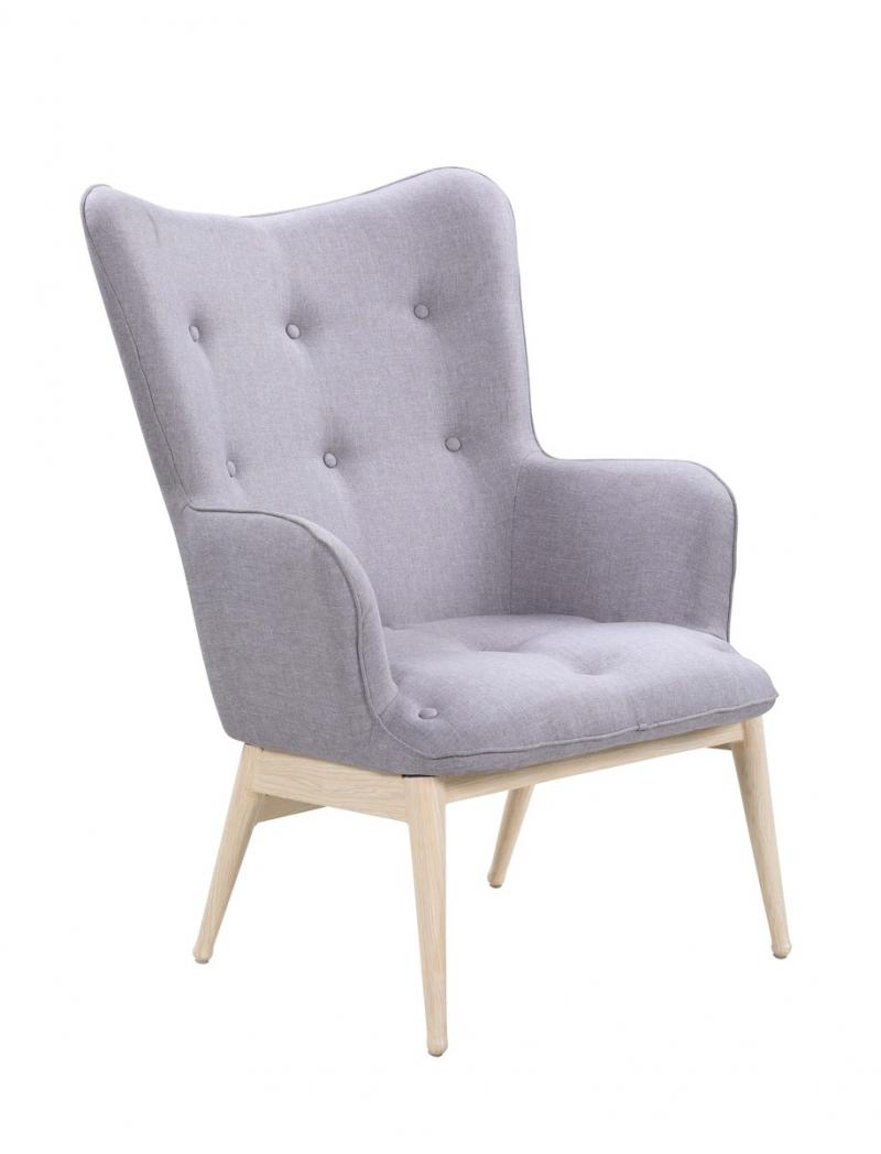 Armlehn-Sessel, Gestell aus Stahl in Holzoptik, 87 x 71 x 98 cm, hellgrau