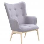 Armlehn-Sessel, Gestell aus Stahl in Holzoptik, 87 x 71 x 98 cm, hellgrau