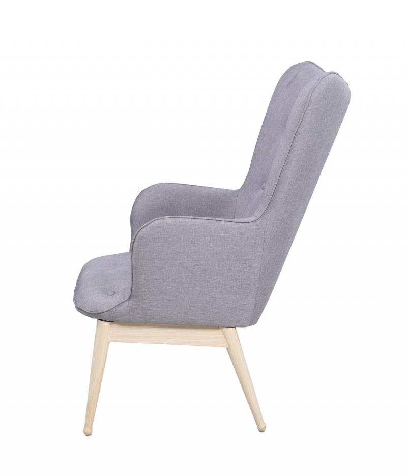 Armlehn-Sessel, Gestell aus Stahl in Holzoptik, 87 x 71 x 98 cm, hellgrau
