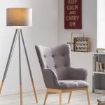 Armlehn-Sessel, Gestell aus Stahl in Holzoptik, 87 x 71 x 98 cm, hellgrau