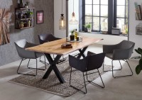 Armlehn-Stuhl, 2 er Set, aus Samt von Tom Tailor, Gestell schwarzer Stahl, 56 x 61 x 82 cm, Sitz gepolstert in basalt