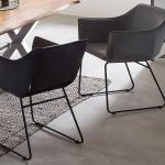Armlehn-Stuhl, 2 er Set, aus Samt von Tom Tailor, Gestell schwarzer Stahl, 56 x 61 x 82 cm, Sitz gepolstert in basalt