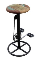 Barhocker, 40 x 40 x 53 cm, mit Fahrradkette und Pedalen, Sitzhöhe 79 cm, Sitzdurchmesser 36 cm