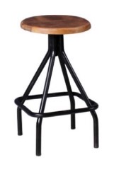 Barhocker, Gestell schwarzes Metall, Sitzfläche Mango, 52 x 52 x 75 cm