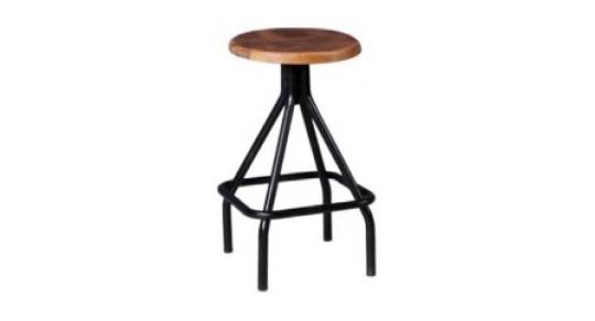 Barhocker, Gestell schwarzes Metall, Sitzfläche Mango, 52 x 52 x 75 cm