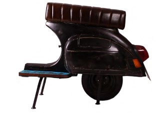 Barhocker Roller, Kunstleder-Optik, schwarz, recyceltes Rollerheck, 110 x 53 x 88 cm
