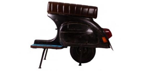 Barhocker Roller, Kunstleder-Optik, schwarz, recyceltes Rollerheck, 110 x 53 x 88 cm