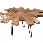 Couchtisch, Platte aus recyceltem Teak, Metall, 70 x 70 x 45 cm
