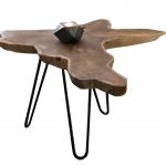 Couchtisch, Platte aus recyceltem Teak, Metall, 70 x 70 x 45 cm
