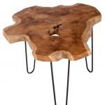 Couchtisch, Platte aus recyceltem Teak, Metall, 70 x 70 x 45 cm