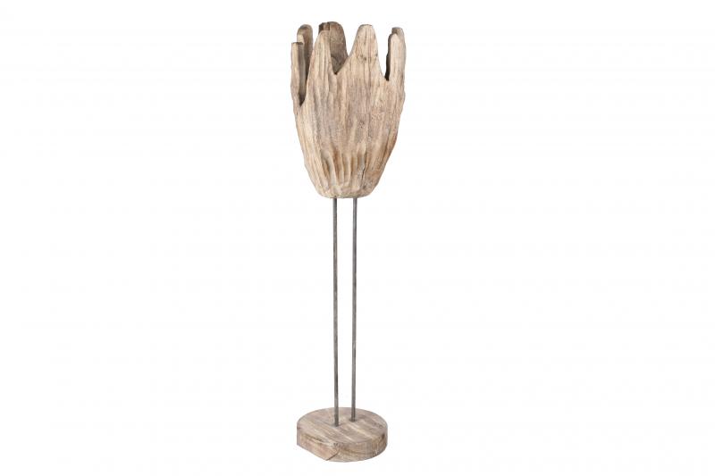 Holzstamm-Vase auf Metallständer