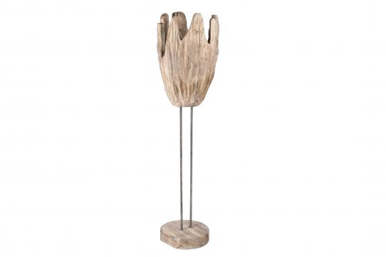 Holzstamm-Vase auf Metallständer