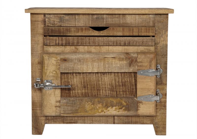 Kommode aus massivem Mangoholz, lackiert, mit Kühlschrankgriffen, 70 x 30 x 60 cm