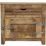 Kommode aus massivem Mangoholz, lackiert, mit Kühlschrankgriffen, 70 x 30 x 60 cm