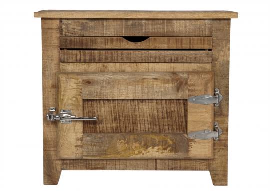 Kommode aus massivem Mangoholz, lackiert, mit Kühlschrankgriffen, 70 x 30 x 60 cm