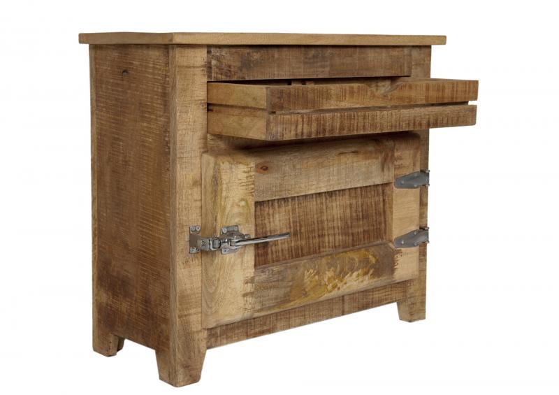 Kommode aus massivem Mangoholz, lackiert, mit Kühlschrankgriffen, 70 x 30 x 60 cm