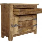 Kommode aus massivem Mangoholz, lackiert, mit Kühlschrankgriffen, 70 x 30 x 60 cm