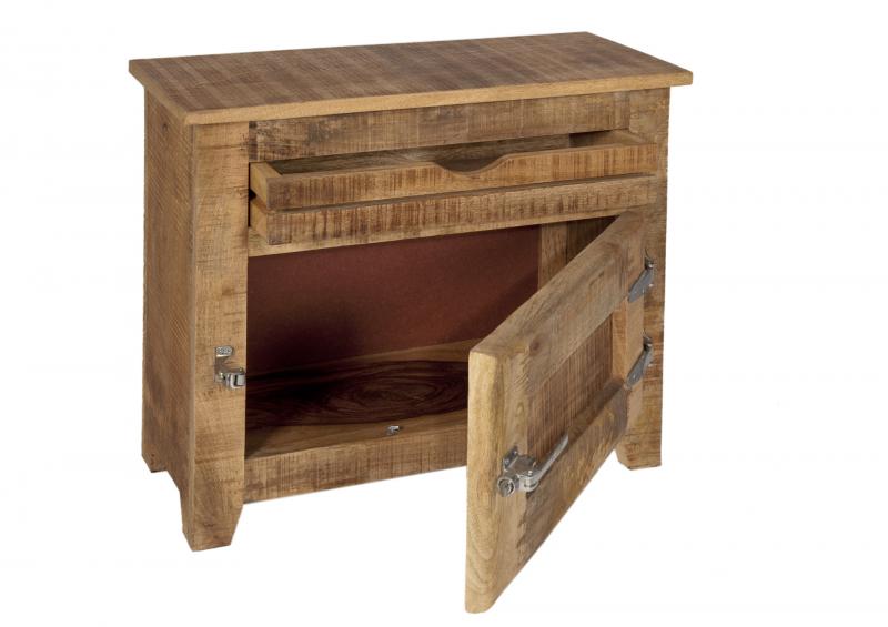 Kommode aus massivem Mangoholz, lackiert, mit Kühlschrankgriffen, 70 x 30 x 60 cm