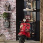 Roller-Barschrank, rot / bunt