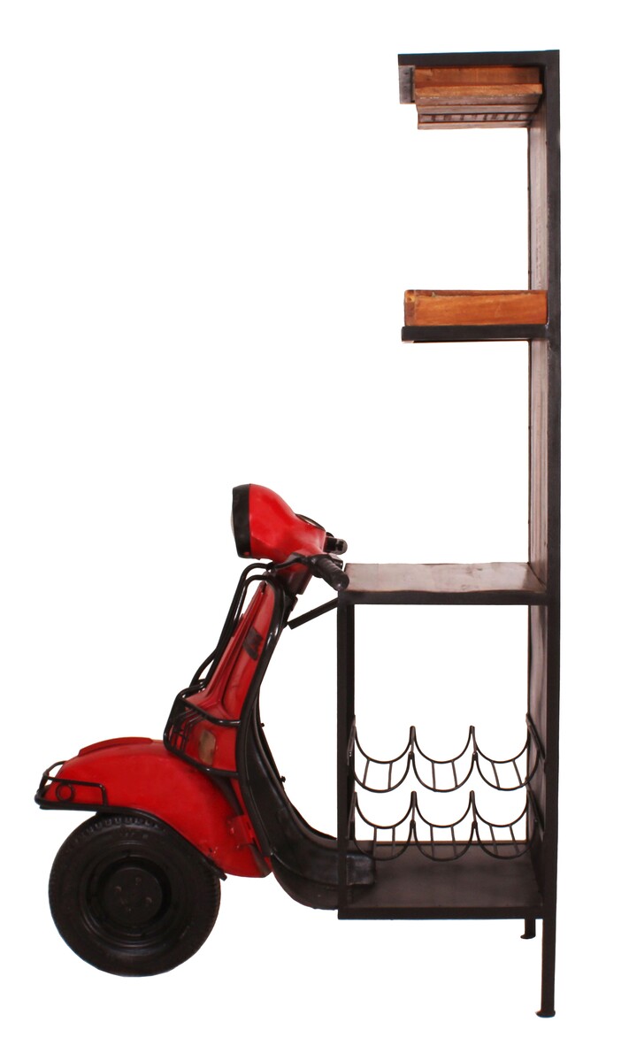 Roller-Barschrank, rot / bunt