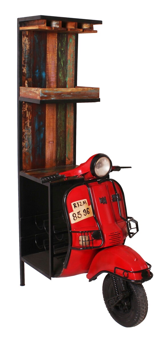 Roller-Barschrank, rot / bunt