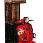 Roller-Barschrank, rot / bunt