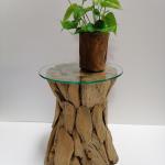 Holzwurzeltisch, inkl. Glasplatte