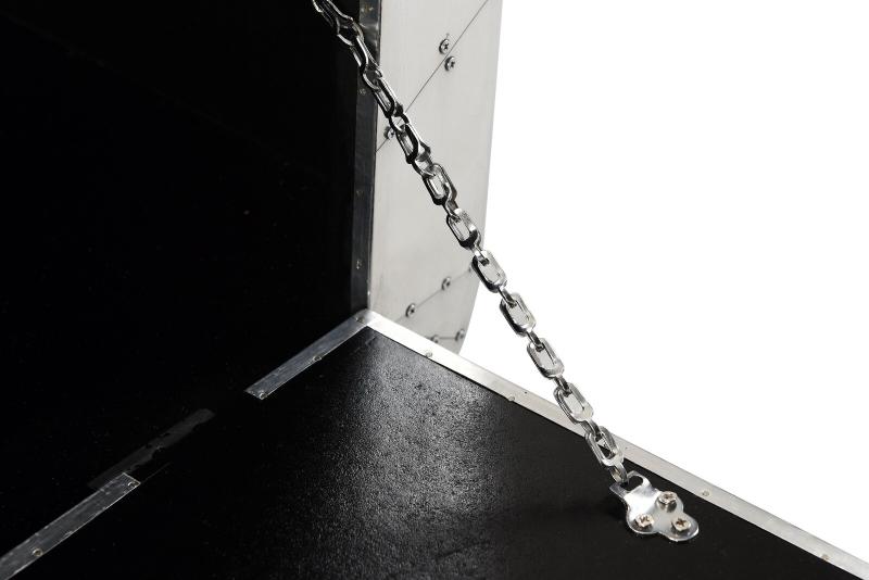 Schuhschrank, Mangoholz + MDF mit Alu beschlagen
