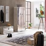 Schuhschrank, Mangoholz + MDF mit Alu beschlagen
