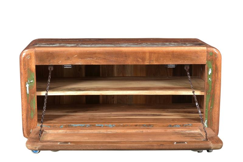 Schuhschrank, lackiertes Altholz, bunt, 85 x 40 x 45 cm