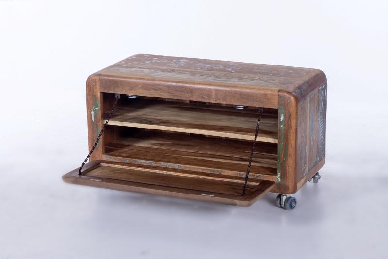 Schuhschrank, lackiertes Altholz, bunt, 85 x 40 x 45 cm