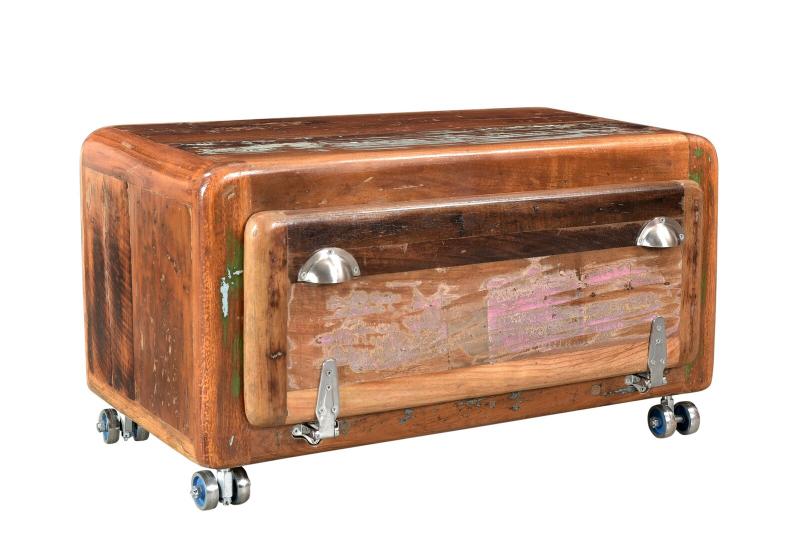 Schuhschrank, lackiertes Altholz, bunt, 85 x 40 x 45 cm
