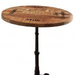 Tischplatte, lackiertes Mangoholz mit starken Gebrauchsspuren und schwarzer Schrift, 60 cm Durchmesser